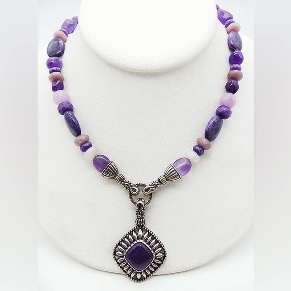 Carolyn Pollack Relios 925 SS Southwest Amethyst Necklace and Braceletlet - Picture 1 of 11